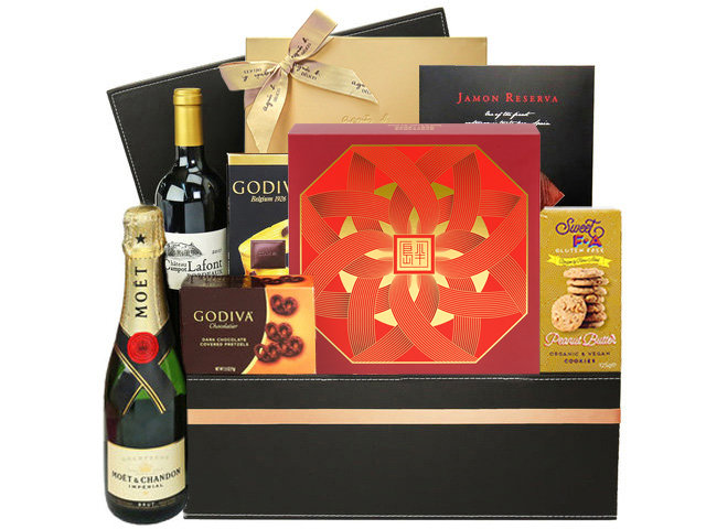 Mid-Autumn Gift Hamper - Mid Autumn Peninsula Moon Cake With Deluxe Fine Wine Fruit Hamper FH110 - M30720A3 Photo