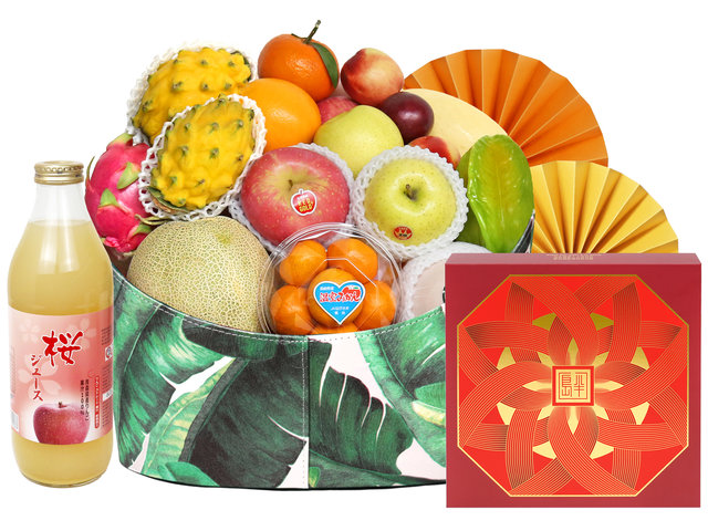 Mid-Autumn Gift Hamper - Mid Autumn Peninsula Moon Cake With Deluxe Juice Fruit Hamper FH161 - M30718A4 Photo