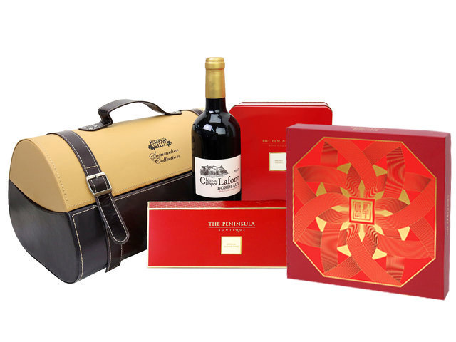 Mid-Autumn Gift Hamper - Mid Autumn Peninsula Moon Cake With Premium Wine Box Gift Set FH135 - M30720A2 Photo