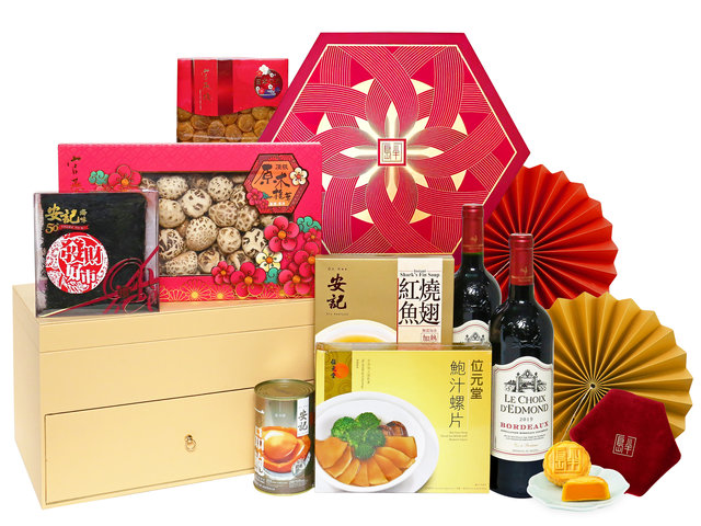 中秋果籃Hamper - 中秋半島月餅精選海味紅酒禮物籃 FH210 - M20717A2 Photo