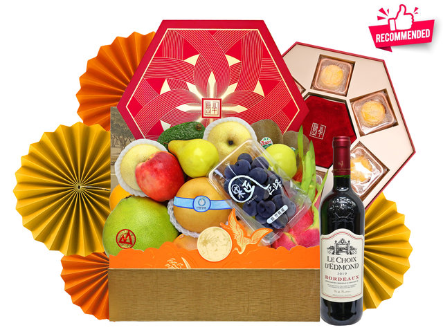 中秋果籃Hamper - 中秋半島月餅紅酒水果禮籃 FH224 - M30809A1 Photo