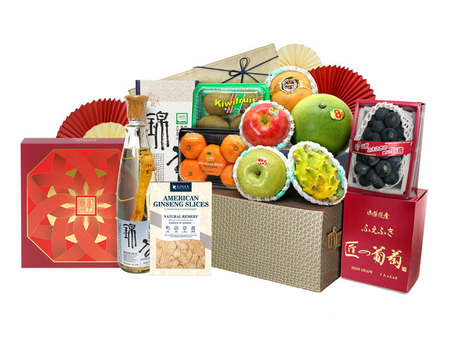 中秋果籃Hamper - 中秋半島月餅豪華人蔘果籃 FH168 - L76608239 Photo