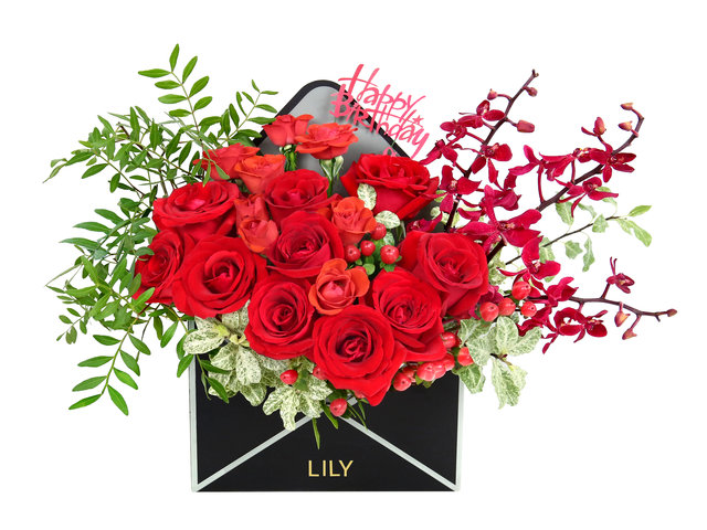 生日禮物 - 紅玫瑰生日信封花盒 LL01 - BFN0621A1 Photo